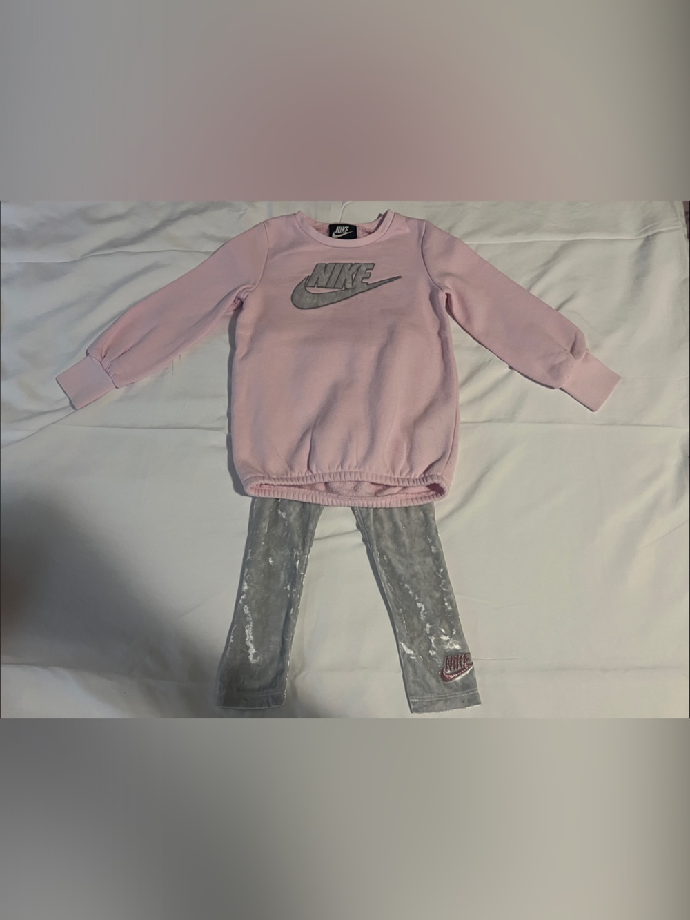 preLoved Nike Pink Sweatshirt with Shiny Silver Leggings